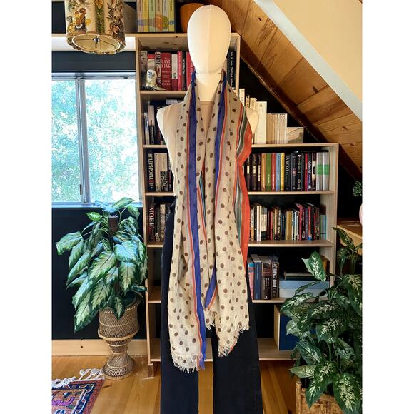 Scarf Polka Dot Stripe Extra Wide & Long - Picture 2 of 7